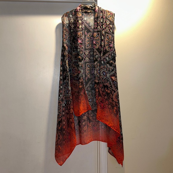 Fashion Cardigan Sweaters - Long Sheer Sleeveless Shawl/Cardigan One Size Colors Orange Blue Black